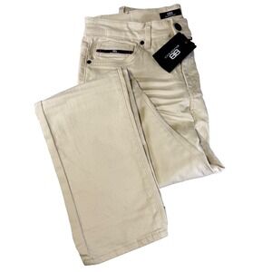 NWT Benjamin Black Denim Jeans Ivory Colored Men's Size 34x32 Moto Style